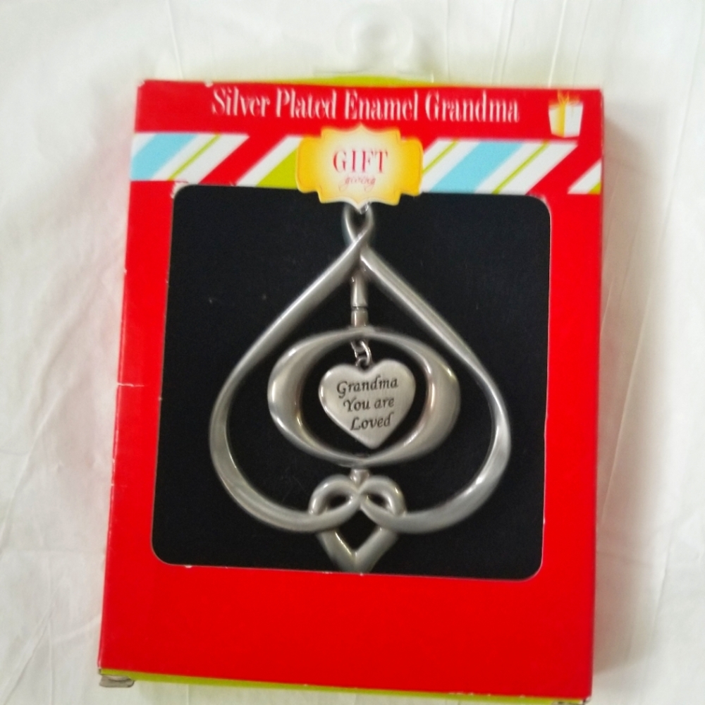 Silver Plated Enamel Grandma Ornament